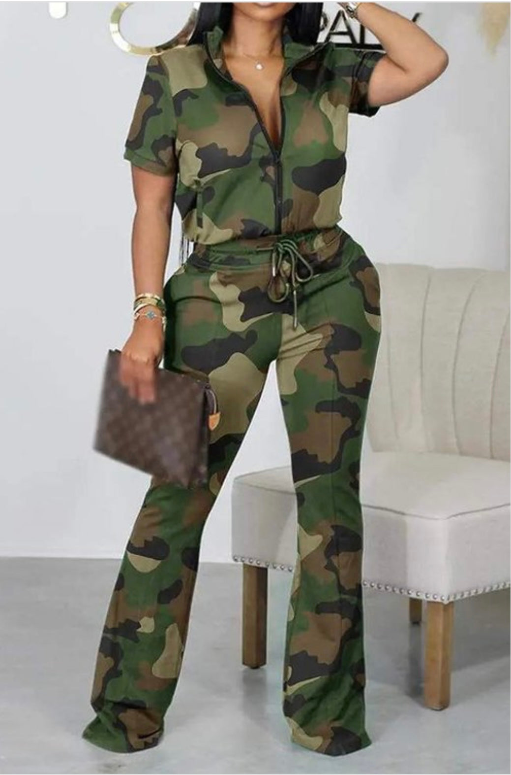 CAMOFLAGE DRAWSTRING PANTS SET