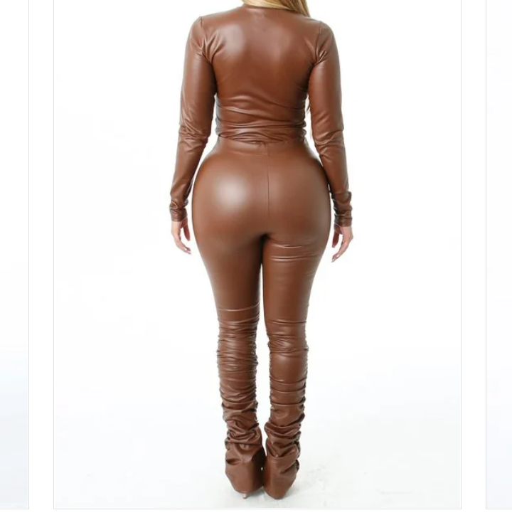PLEATHER  TWO-PIECE CHOCALATE SET