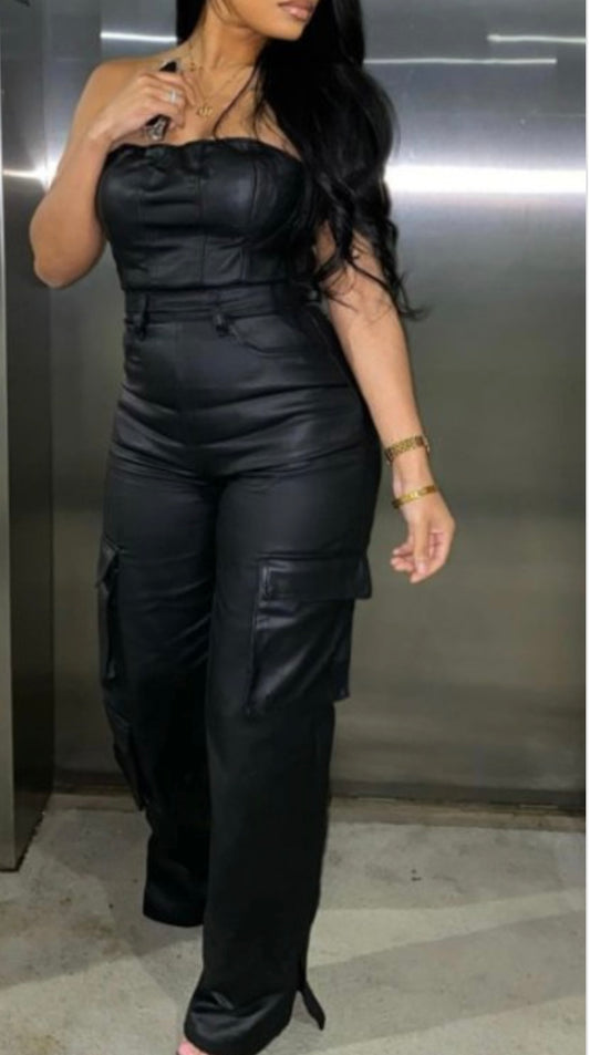 FAUX CARGO JUMPSUIT