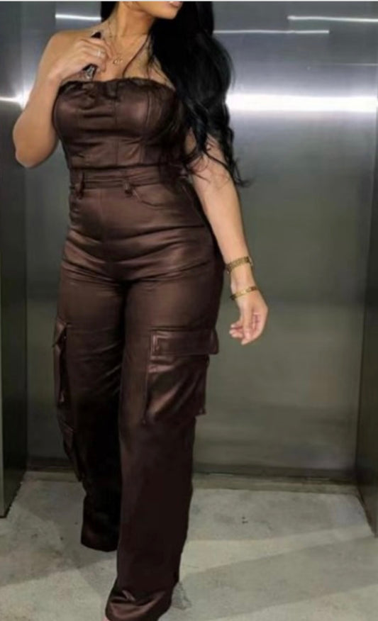 FAUX CARGO JUMPSUIT