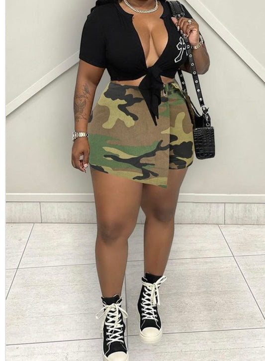 FRONT WRAP CAMOUFLAGE SHORTS