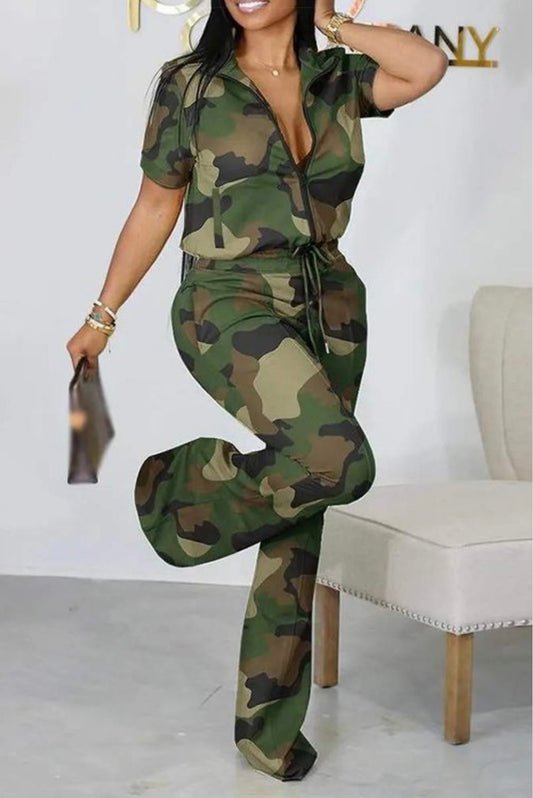 CAMOFLAGE DRAWSTRING PANTS SET