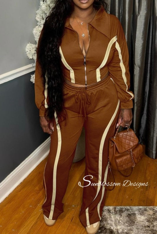 CASUAL STRIPE PANT SET