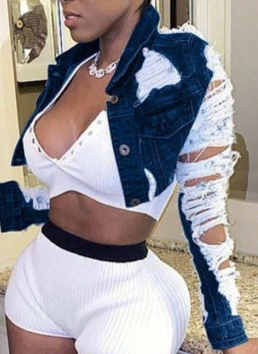 LONG SLEEVE DENIM WAIST LENGTH JACKET