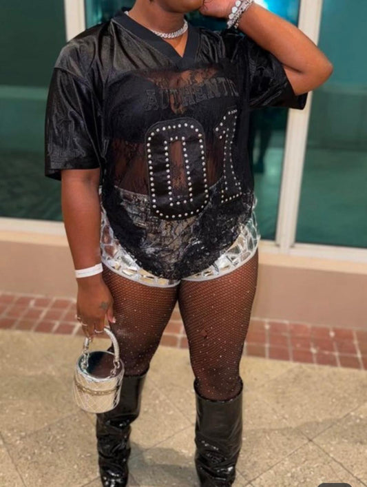 RHINESTONE LACE JERSEY