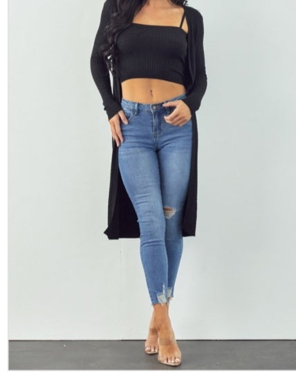 KNITTED CARDIGAN WITH CROP TOP